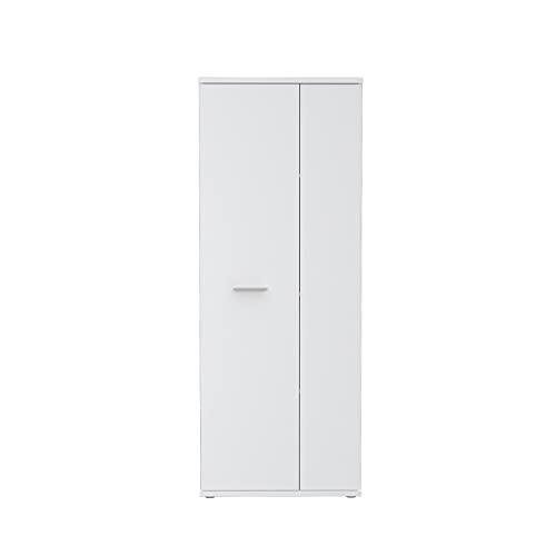 FORTE Net106 Mehrzweckschrank mit 2 Türen, Holzwerkstoff, Weiß, 68.90 x 34.79 x 179.1 cm