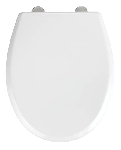 WENKO WC-Sitz Gubbio, hygienischer Toilettensitz mit Absenkautomatik, stabiler WC-Deckel bis 350 kg belastbar, mit Fix-Clip Befestigung, aus antibakteriellem Duroplast, Weiß