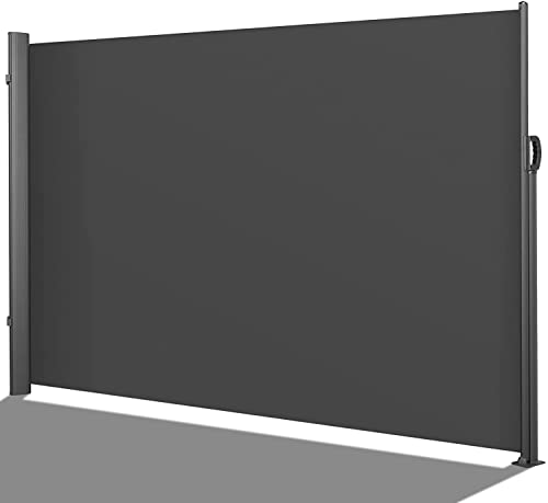 Seitenmarkise 180 x 300 cm (H x L), Aluminium Polyester 280 g/㎡ Sichtschutz,Seitenwandmarkise ausziehbar, Seitenrollo Rahmen aus Polyester, Sonnenschutz Wasserdicht, PU Beschichtung, für Balkon