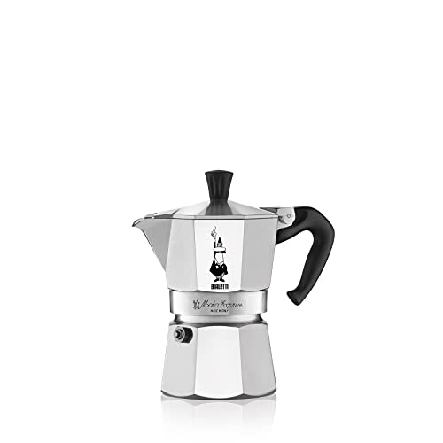 Bialetti - Moka Express: Ikonische Espressomaschine für die Herdplatte, macht echten Italienischen Kaffee, Moka-Kanne 3 Tassen (130ml), Aluminium, Silber