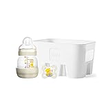 MAM Easy Start Anti-Colic Combi Set XS, Baby Erstausstattung mit Flasche (130 ml), inkl. Sauger Größe 0, Schnuller und Flaschenkorb, Baby Geschenk, ab der Geburt, Bär