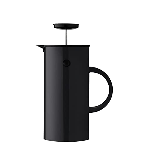 Stelton French Press EM77 - Französische Kaffeepresse, Kaffeemaschine, Isolierkanne, leicht zu öffnen & schließen - Spülmaschinenfeste Teile - Inkl. Messlöffel - 1 Liter (8 Tassen), Schwarz ´