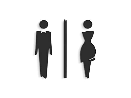 3DP Signs - 15 cm Geprägt Toilette Design türschild SA110 wc schilder selbstklebend - Moderne Damen wc Aufkleber Bad Schild für türen - Mann und Frau Toilettenschild (Prime Schwarz)