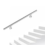 LZQ 150cm Handlauf Edelstahl Geländer Treppengeländer für Treppen Brüstung Balkon Innen & Außen mit Wandhaltern Halter
