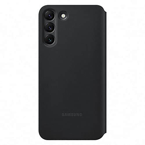 Samsung Clear View Smartphone Cover EF-ZS906 für Galaxy S22+, Flip Cover, Handy-Hülle, extra-dünn, stoßfest, Schutz Case, Schwarz