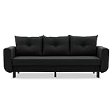 Couch CLER 230x90 mit schlaffunktion und Bettaksen - Modernes Design - Schlafcouch mit Stauraum - Füße aus Holz oder Metall (Metallfüße, Malmo 96)