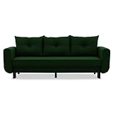 Couch CLER 230x90 mit schlaffunktion und Bettaksen - Modernes Design - Schlafcouch mit Stauraum - Füße aus Holz oder Metall (Metallfüße, Malmo 37)