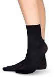 LORES Damen-Socken, Mikrofaser, blickdicht, 60 Denier, Anti-Druck-Band, knöchelhohe Strumpfwaren [Made in Italy], schwarz, One size