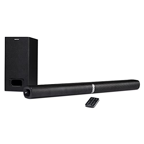 MEDION P61220 2in1 Convertible Bluetooth TV Soundbar mit Subwoofer (2.1 Soundbar, 2 x 30 Watt, 60 Watt Subwoofer, Wandmontage, NFC, HDMI ARC mit ECC, AUX, optischer Eingang)