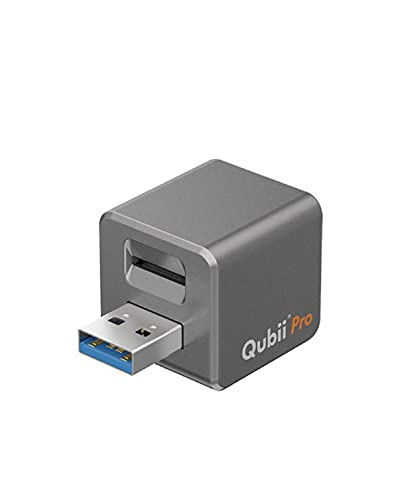 MAKTAR Qubii Pro USB-A Flash-Laufwerk, Automatische Backup während des Ladevorgangs, MFi Zertifiziert Foto-Stick Kompatibel mit iPhone / iPad (ohne MicroSD Karte, Space Grau)