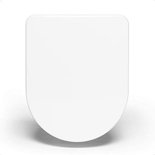 Bullseat® | Toilettendeckel D-Form mit Absenkautomatik | WC Sitz abnehmbar mit Edelstahlbefestigung weiß | Toilettensitz aus Duroplast mit Softclose |