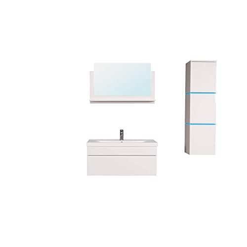 HOME DELUXE - Badmöbel-Set - WANGEROOGE weiß - Large - inkl. Waschbecken und komplettem Zubehör - Breite Waschbecken: ca. 60 cm | Badezimmermöbel Waschtisch Badmöbelset