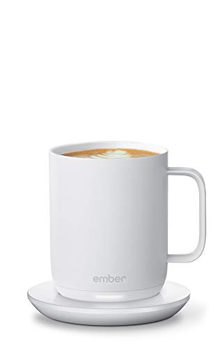 New Ember Temperature Control Smart Mug 2, White, 295 ml, 1.5-hr Battery Life - App Controlled Heated Coffee Mug - New & Improved Design