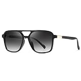 kimorn Retro Sonnenbrille für Damen Herren Trendy Retro Sonnenbrille Rechteck Rahmen Schatten K1649 (Schwarz/Farbverlauf Grau)
