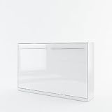 Lenart Schrankbett - Wandbett Concept Pro CP05 120x200 cm - Schrankklappbett Horizontal - Schrank mit integriertem Klappbett - Funktionsbett (Weiß Glänzend)