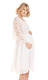 Herzmutter Umstandskleid festlich - Hochzeitskleid-Brautkleid - Weiß - Schwangerschaftskleid aus Chiffon-Spitze - 6400 (M, Creme-Weiß)