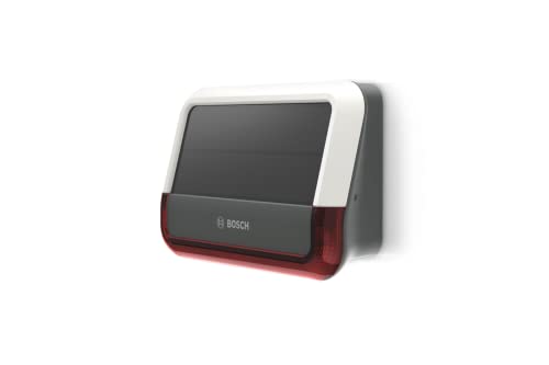 Bosch Smart Home Außensirene, kabellose Alarmanlage mit Solarpanel, warnt per 3-fachen Alarmierung hörbar, sichtbar und via Push-Nachricht, Weiß