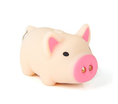 Schweinchen Schlüsselanhänger Figur mit LED und Sound Schwein rosa Sau | Ferkel | Geschenk | Kinder | Mädchen | Jungen | Frauen | Damen | Herren | Sau | Eber | Anhänger mit Ton | Schwein | beige