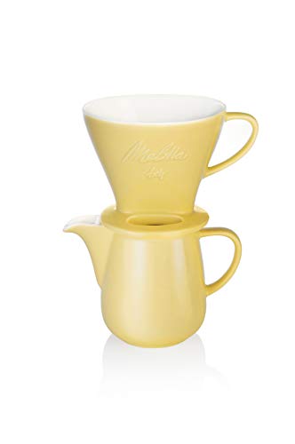 Melitta 6768458 Pour Over Set gelb (Kaffeefilter 1x4 + Porzellan Kaffeekanne 0,6 l) Classic Edition