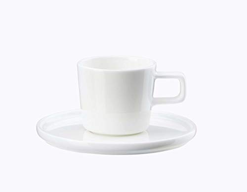 ASA OCO Kaffeetasse mit Unterteller weiß, aus Porzellan hergestellt, Inhalt: 200ml, 2029013