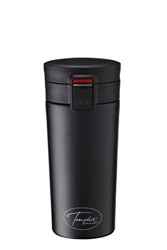 TEMPLUX Travel Mug Thermo-Kaffee-Isolierbecher | Fassungsvermögen: 380 ml | hält 8h heiß/ 12h kalt | auslaufsicher | (schwarz)
