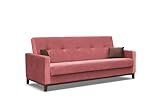 SEELLOO, Couch Premium Sofa mit Schlaffunktion und Bettkasten, Klappsofa, Widerstandsfähiges, Schlafcouch zum Wohnzimmer, 214 x 86 x 90 cm, Rosa