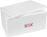 THERM BOX Styroporbox Thermobox für Essen & Getränke Styropor Kühlbox Warmhaltebox Innen: 53x33,5x26cm 46 Liter weiß xxl Wiederverwendbar