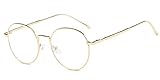 Metall Frame Retro Glasrahmen-Ebenenspiegel Dekobrille Klassisches Rund Rahmen Glasses Klare Linse Brille