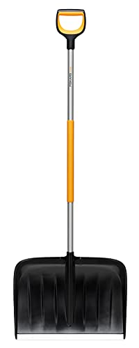 Fiskars Schneeräumer für große Schneemengen, X-series, Länge: 153,5 cm, Aluminium/Polymer, Schwarz/Orange/Grau, 1057178