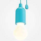 greate. LED Lampe batteriebetrieben blau - Pull Light 1W mit Zugschalter inkl Batterien - kabellose LED Leuchte warmweiß - mobiles Licht ideal für Garten Zelt Camping Kleiderschrank Party Dekoration