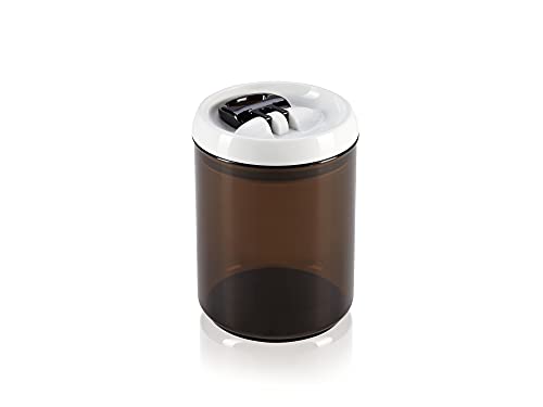 Leifheit Fresh and Easy Kaffee Vorratsbehälter, 1, 4 L, rund, luft- und wasserdichte Vorratsdose mit patentierter Einhand-Bedienung, Frischhaltedose, stapelbare Aufbewahrungsboxen, Kaffeebohnen