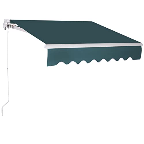 RELAX4LIFE Einziehbare Markise 2,5 x 2 m, Gelenkarmmarkise mit Handkurbel, Sonnenmarkise Winkel- & Breite einstellbar (40-100°), Markise mit wasserdichter Beschichtung, für Balkon Veranda (Grün)
