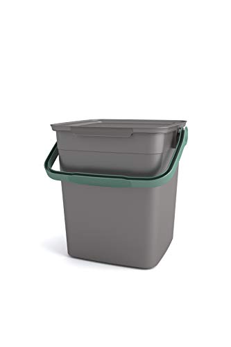 Kis Smart Bio Komposteimer 9L mit Deckel und Henkel, grau/grün, 25.5 x 23 x 25 cm