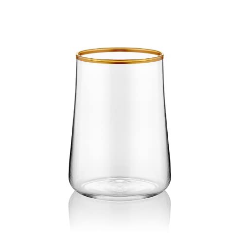 Koleksiyon Kleines Wasserglas zum Kaffee transparent stilvoll mit Goldrand 120ml 6er Set