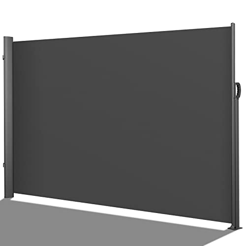 Seitenmarkise 180 x 350 cm (H x L),Aluminium Polyester 280 g/㎡ Sichtschutz,Seitenwandmarkise ausziehbar, Seitenrollo Rahmen aus Polyester, Sonnenschutz Wasserdicht, PU Beschichtung, für Balkon