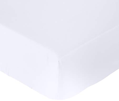 Amazon Basics – Satin-Spannbettlaken, 180 x 200 cm, weiß