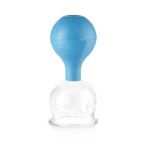 pulox Schröpfglas aus Echtglas inkl. Saugball in Blau, 62 mm