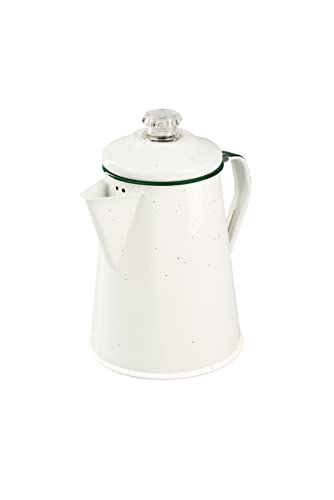 GSI Outdoors 8354 Emaille-Perkolator für 8 Tassen Kaffee zu Hause oder auf dem Campingplatz, Emaillierter Stahl, cremefarben