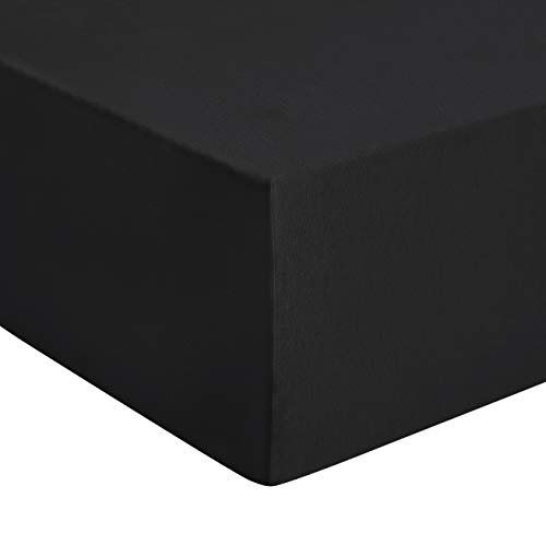 Amazon Basics - Premium-Spannbetttuch, Jersey, Anthrazit - 140 x 200 cm