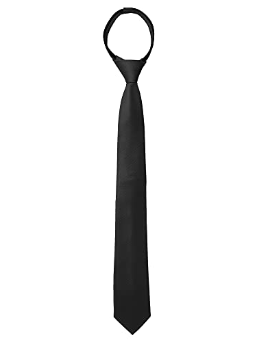 Allegra K Herren Vorgebundene feine verstellbare Reißverschluss Streifen Tie Krawatte Schwarz One Size