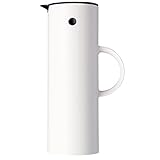Stelton Isolierkanne EM77 - Doppelwandige Isolierkanne für heiße/kalte Getränke - Tee- & Kaffeekanne mit Glaseinsatz, Magnetverschluss, Schraubdeckel, Vintage-Design - 1 Liter, Weiß