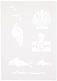 Efco Schablone Meerestiere / 7 Motive DIN A 5, Kunststoff, durchsichtig, 21 x 15 x 1 cm