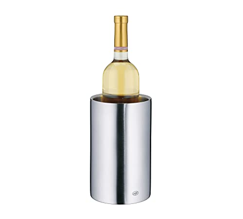 alfi Weinkühler Edelstahl Vino, Flaschenkühler doppelwandig 0457.205.100 Sektkühler kann im Gefrierfach vorgekühlt werden, Getränkekühler hält Flaschen über Stunden kalt, 12.7 x 13 x 21.5 cm