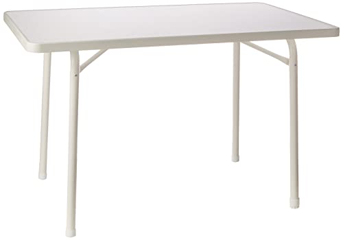 Sieger 120/W Garten-Klapptisch mit mecalit-Pro-Platte 115 x 70 cm, Stahlrohrgestell weiß, Tischplatte Marmordekor weiß