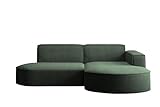 Kaiser Möbel Ecksofa Modena Studio Parma - Modern Design Couch, Sofagarnitur, Couchgarnitur, Polsterecke, freistehend, Stoff Dicker Cord Poso Dunkelgrün Rechts
