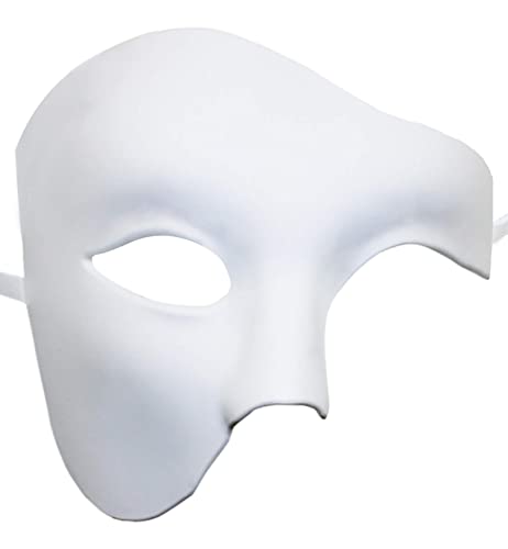 KEFAN Herren Maske Maskerade Maske Phantom der Oper Halbe Gesichtsmaske (Weiß)