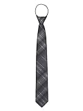 WANYING Herren 7cm Schmalen Krawatte Vorgebunden mit Reißverschluss Security Sicherheits Krawatte Casual Business Länge 48cm - Kariert Grau