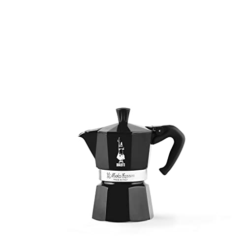 Bialetti - Moka Color: Ikonische Espressomaschine für die Herdplatte, macht echten Italienischen Kaffee, Moka-Kanne 1 Tassen (60 ml), Aluminium, Schwarz