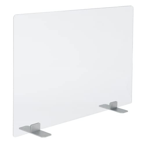 PLEXIDIRECT Spuckschutz Plexiglas Schutzwand Thekenaufsatz Trennwand für Büro Schreibtisch Acrylglas, LEMI Edelstahl, 150 x 75 cm (BxH)