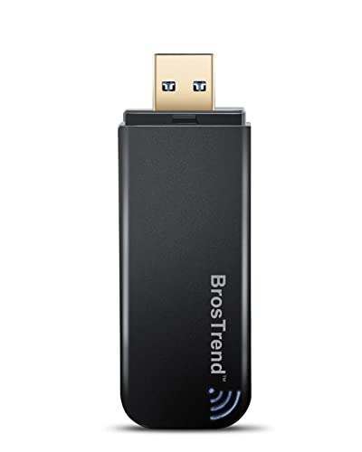 BrosTrend 1200 MBit/s USB WLAN Stick, WiFi Adapter für PC Desktop Laptop mit Windows 11/10/8.1/8/7, DualBand 5GHz / 867MBit/s + 2,4GHz / 300MBit/s, WLAN Empfänger für PC, WLAN Adapter USB 3.0, AC1